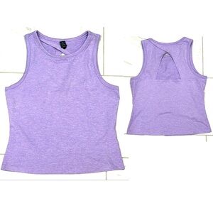 Zobha lavender purple heather crop tank with cutout back